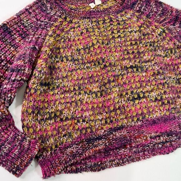 Moth Sweater Womens Medium Wool Mohair Chunky Knit Multicolor Rainbow cabin cozy - Picture 2 of 10
